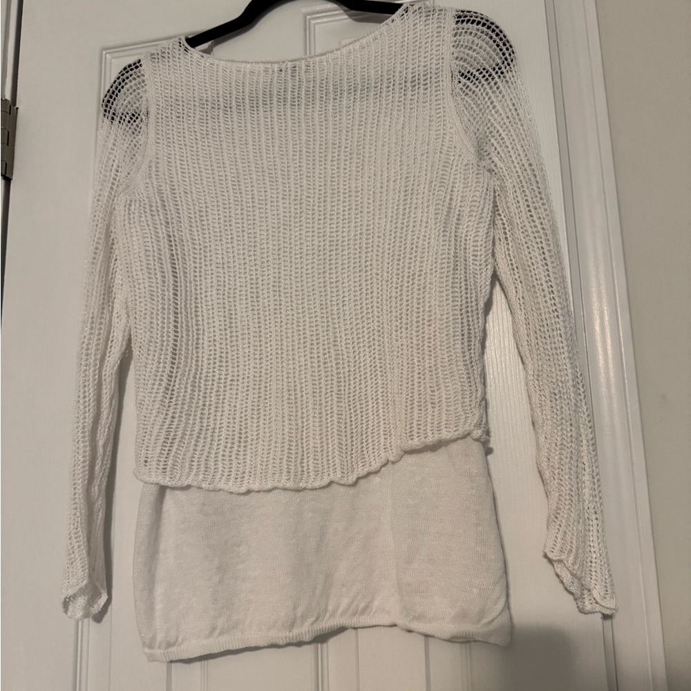 Eileen Fisher White Linen Knit Top - Picture 5 of 8